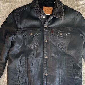 Levi's Sherpa-Lined Denim Jacket - Black - Size L